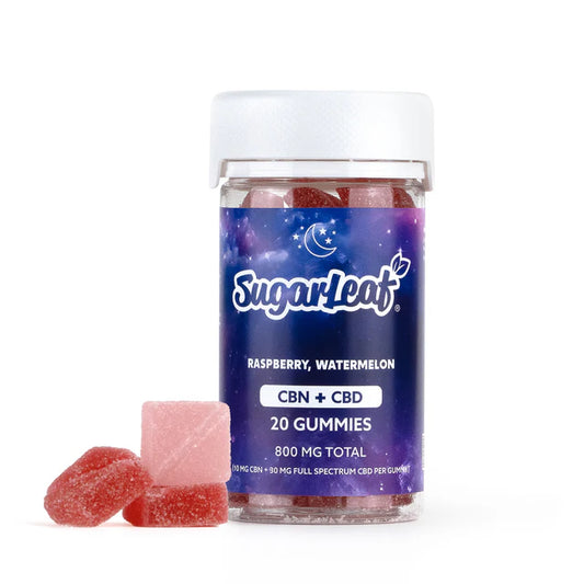Sugarleaf 800 MG CBN+CBD Gummies | Raspberry, Watermelon | 20-Ct.