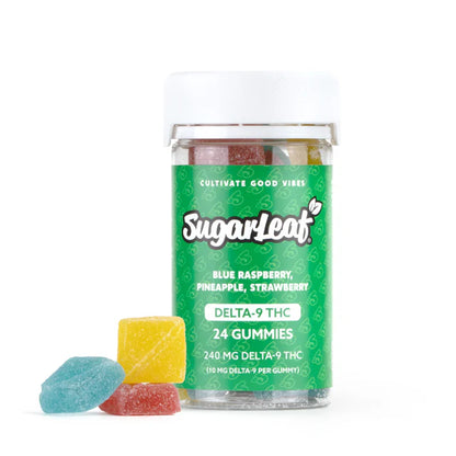Sugarleaf 240 MG Delta-9 THC Gummies | Blue Raspberry, Pineapple, Strawberry | 24-Ct.
