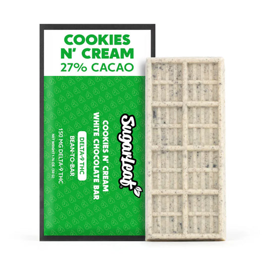 Sugarleaf 150 MG Delta 9 THC Chocolate Bar Cookies N' Cream 1.76 oz